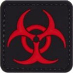 Нашивка PVC/ПВХ с велкро Biohazard квадрат 5 см черно-красный